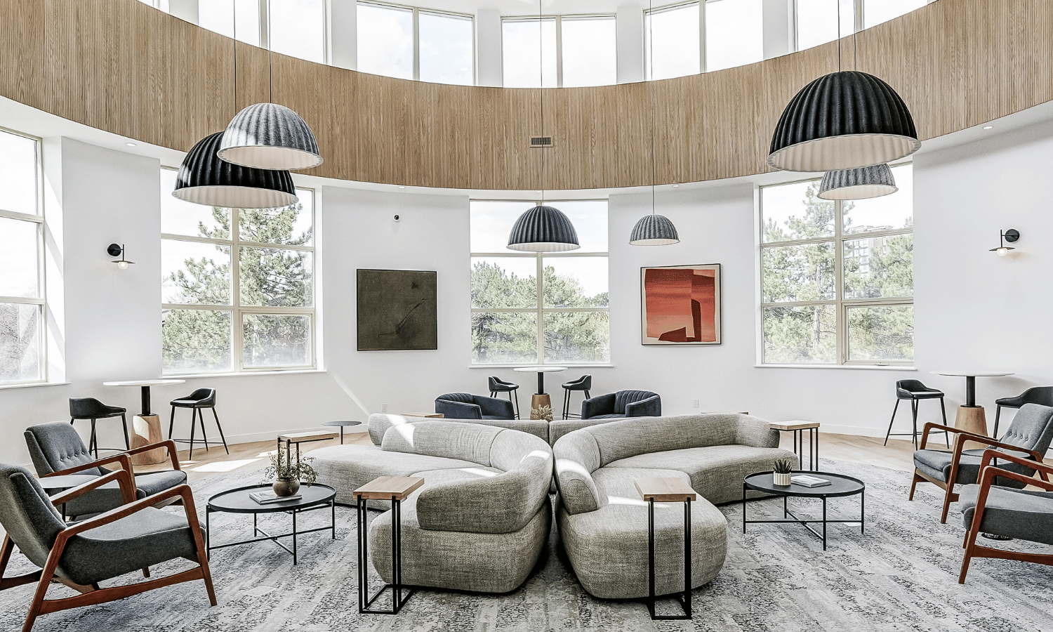 The Rotunda, a space to lounge and host at Elora. Apartments in Meadowvale by Minto Apartments.
